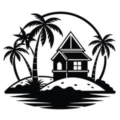 Obraz premium House on the beach silhouette