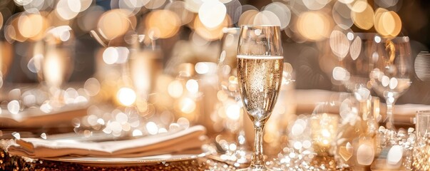 A charity gala with glittery decor, celebration, elegant philanthropy