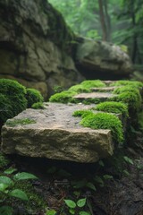 Forest Path with Mossy Stones