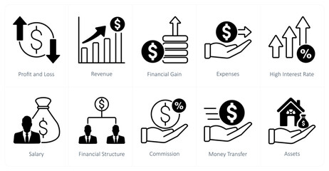 A set of 10 Accounting icons as profit and loss, revenue, financial gain