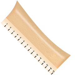 Brown measuring ruler,Cartoon Wood style hand drawn Measuring tool with ruler scale.Concept Back to  School, measuring equipment.