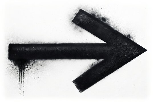 black ink spray right arrow symbol isolated on white background
