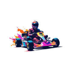 Colorful Karting Vector logo design template. Go Kart racing illustration, good for event logo, t shirt design and racing team logo. colorful kart illustration