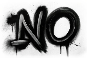 NO text written with black ink spray isolated on white background