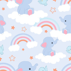 Cute baby animals seamless pattern
