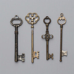 Editorialized Title: Shiny Keys on Gray Background,.keys