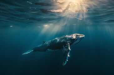 Fototapeta premium whale in the sea