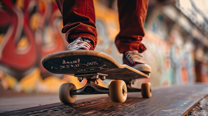 Teenager skateboarding in an urban set