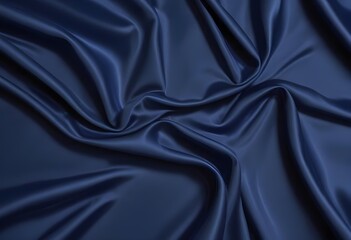 Fototapeta premium Blue deep satin velvet wavy drapery texture sample background