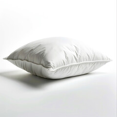 Soft white pillow, alone on a white or black background, evokes a feeling of peaceful slumber