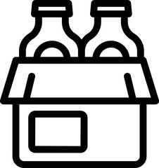 Line icon of a cardboard box holding two bottles, perfect for topics like delivery, packaging, and beverage industry