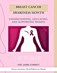Breast cancer awareness month gender signs template with pink ribbon. vector and illustration design. Breast cancer awareness month understanding, educating and supporting women.