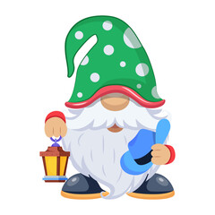 A flat style icon showing gnome lantern 


