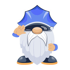 A flat style icon of gnome salute 


