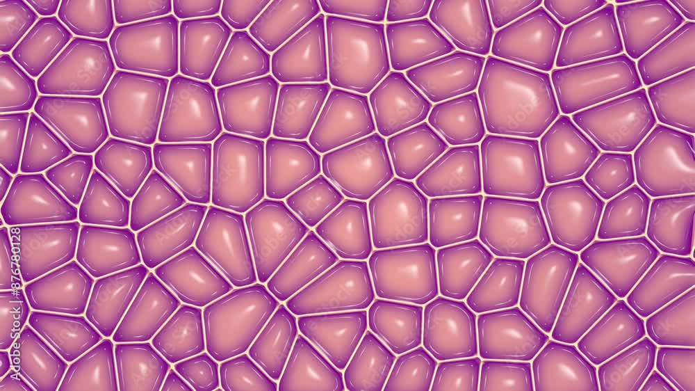 Aufkleber Stylized 3d rendering loop animation of the movement of pink organic cells 4K