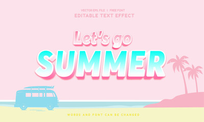 Editable text effect Summer Time - Hello Summer sale 3d cartoon template style premium vector	