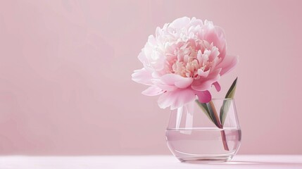 Obraz premium Minimalistic pink peony in glass with empty space