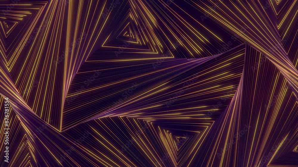 Poster 3d rendering animation of colored waves running in a pattern of triangles 4K