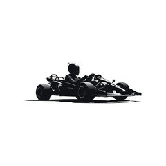 Karting Vector logo design template. Go Kart racing illustration, good for event logo, t shirt design and racing team logo. black and white kart illustration