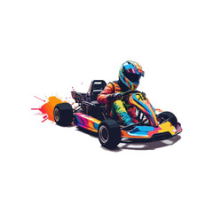 Colorful Karting Vector logo design template. Go Kart racing illustration, good for event logo, t shirt design and racing team logo. colorful kart illustration