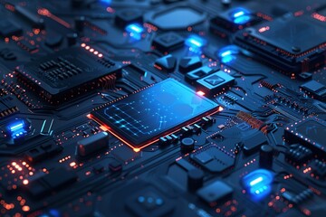 Fototapeta premium Technology visualization of internet data processing in virtual internet world