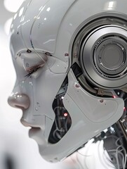 Editorial Photography of a robotics project showcase, capturing the detailed and intricate designs of the robots created by students, with a professional and polished look that emphasizes the