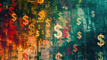 virtual world with currency sign such as dollar for currency exchange and trader by technology concept.