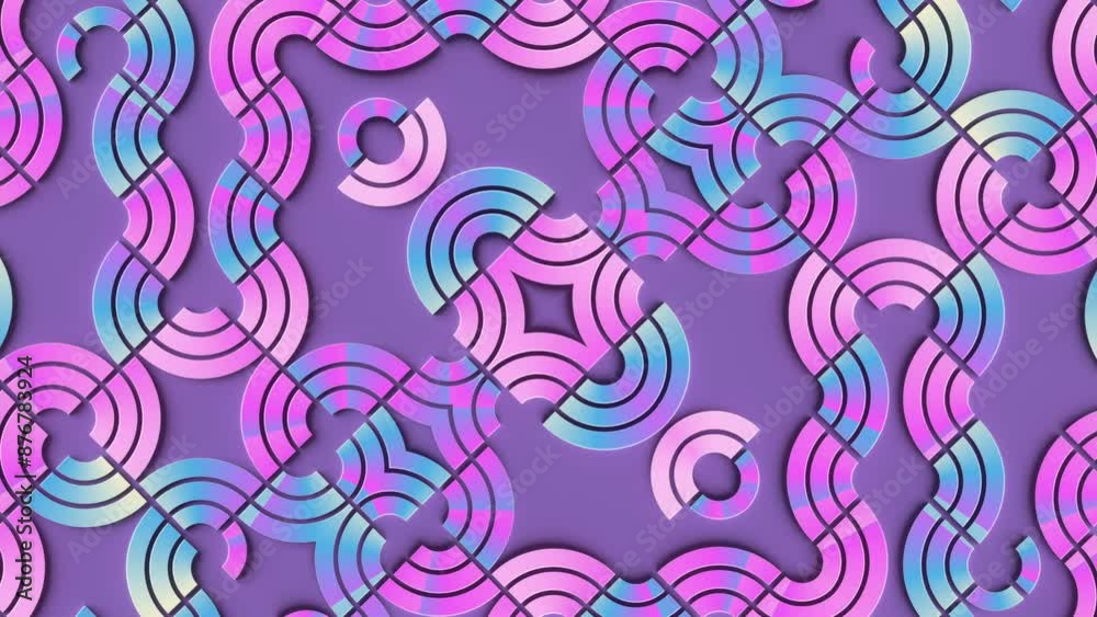 Aufkleber 3d rendering loop animation composed of intertwining shapes and lines 4K