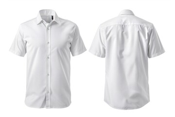 Blank Collared Shirt Mockup Template, Front and Back View, Isolated on White, for Print Presentation