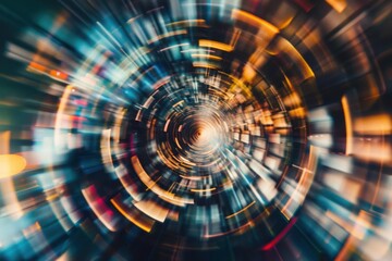 Fototapeta premium Blurry circular motion in a spinning radial pattern