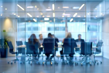 Blurred business people meeting in a modern office building conference room