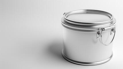Metal container on blank background with space for text
