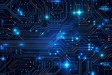 2d illustration Abstract futuristic electronic circuit technology background