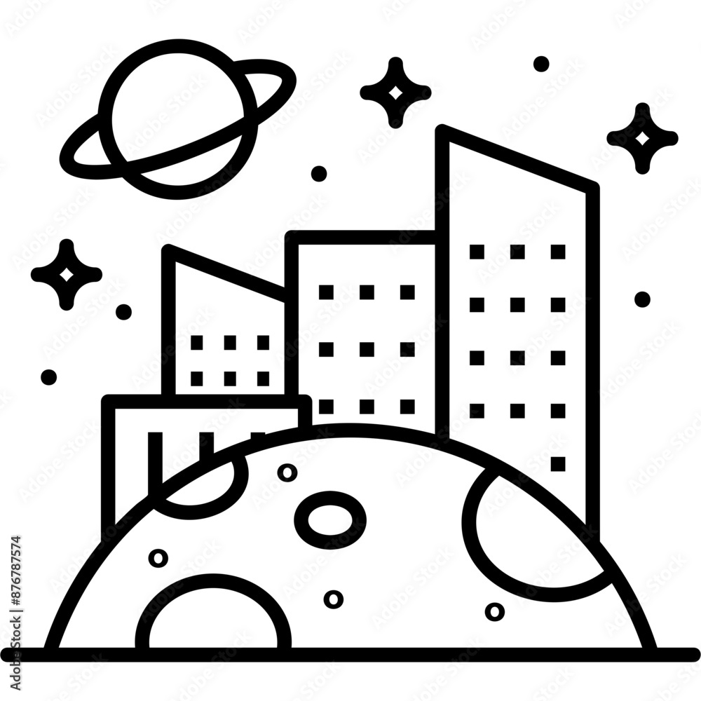 Sticker space colony icon