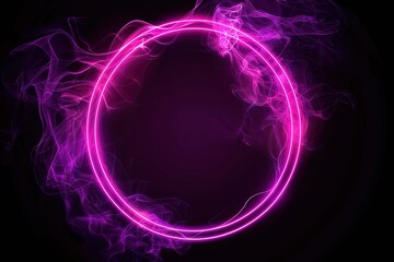 Obraz premium Purple glowing portal concept. Neon hologram teleport on black background. Circle digital gate with aura and beams. Round flare podium template for game, ui, interface.