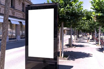 White empty billboard in Lugano Switzerland. 