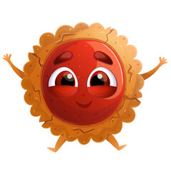 Cute smile traditional sweet cookie mascot. Illustration for print, postcard design isolated on white.