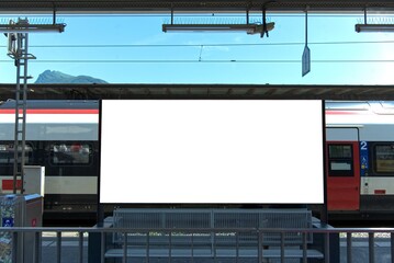 White empty wide format billboard in Lugano.