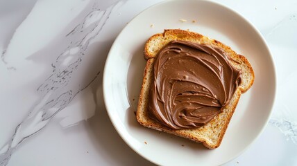 Toast with generous spread of creamy chocolate hazelnut
