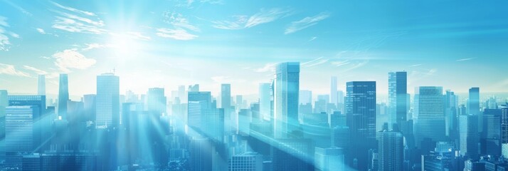 Fototapeta premium Abstract Vector Illustration, Futuristic blue Urban city Landscape with Advanced Smart City Technology, Graphic Resources, Wallpapers, Brochure, Websites, banner design, Advertising, web, background 