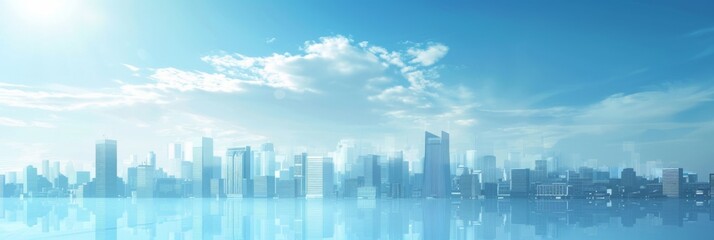 Fototapeta premium Abstract Vector Illustration, Futuristic blue Urban city Landscape with Advanced Smart City Technology, Graphic Resources, Wallpapers, Brochure, Websites, banner design, Advertising, web, background 