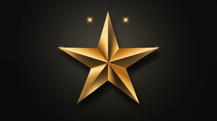 Fototapeta premium Shimmering Golden Star Emblem with Geometric Design on a Dark Background