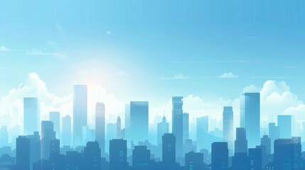 Fototapeta premium Abstract Vector Illustration, Futuristic blue Urban city Landscape with Advanced Smart City Technology, Graphic Resources, Wallpapers, Brochure, Websites, banner design, Advertising, web, background 