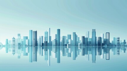 Fototapeta premium Abstract Vector Illustration, Futuristic blue Urban city Landscape with Advanced Smart City Technology, Graphic Resources, Wallpapers, Brochure, Websites, banner design, Advertising, web, background 