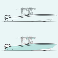 Boat Vector Line Art Illustration One Color
