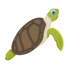 Flat style icon of cute marine turtle  

