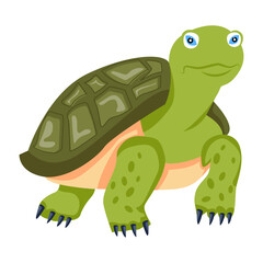 Cute turtle icon in flat style  

