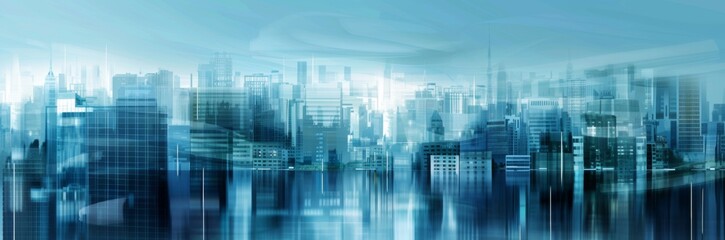 Abstract Vector Illustration, Futuristic blue Urban city Landscape with Advanced Smart City Technology, Graphic Resources, Wallpapers, Brochure, Websites, banner design, Advertising, web, background 
