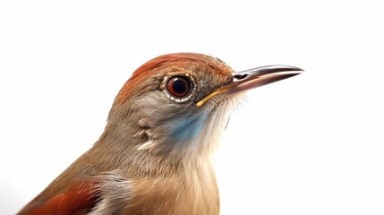 Close-up shot of a bird against a white background, great for nature or wildlife themed projects