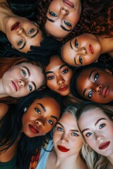 Fototapeta premium Group of women relaxing together, lying down in a heap